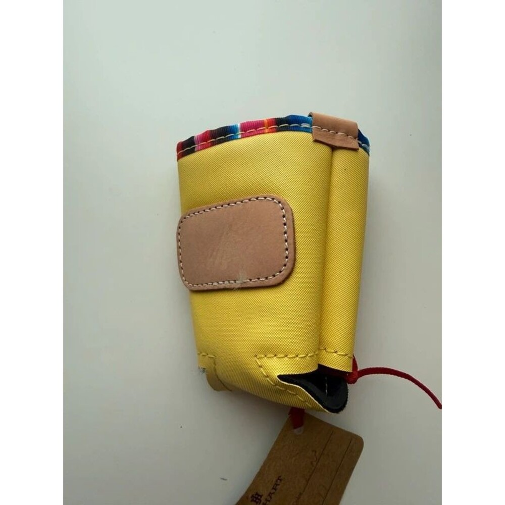 Jon Hart Yellow Canvas Leather Can Koozie NWT fiesta Trim
